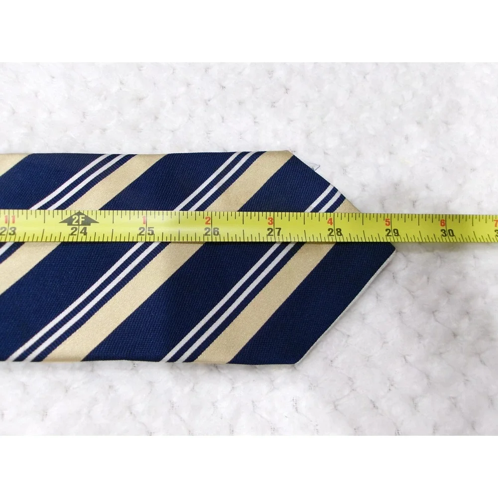 Tommy Hilfiger Mens 3.75x57 Necktie Navy Gold Striped Silk Made in USA WPL 2831